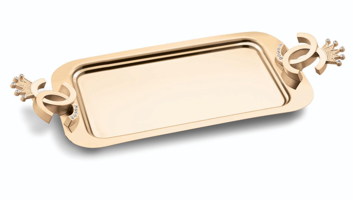 سینی شیرینی خوری بدون پایه شنل تمام طلا