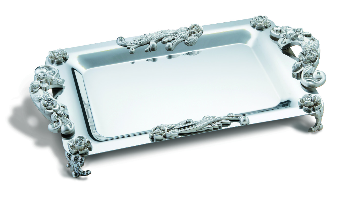 سینی مستطیل گلستان نقره ای