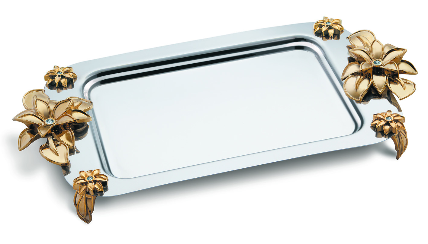 سینی مستطیل  لیلیوم دسته طلا