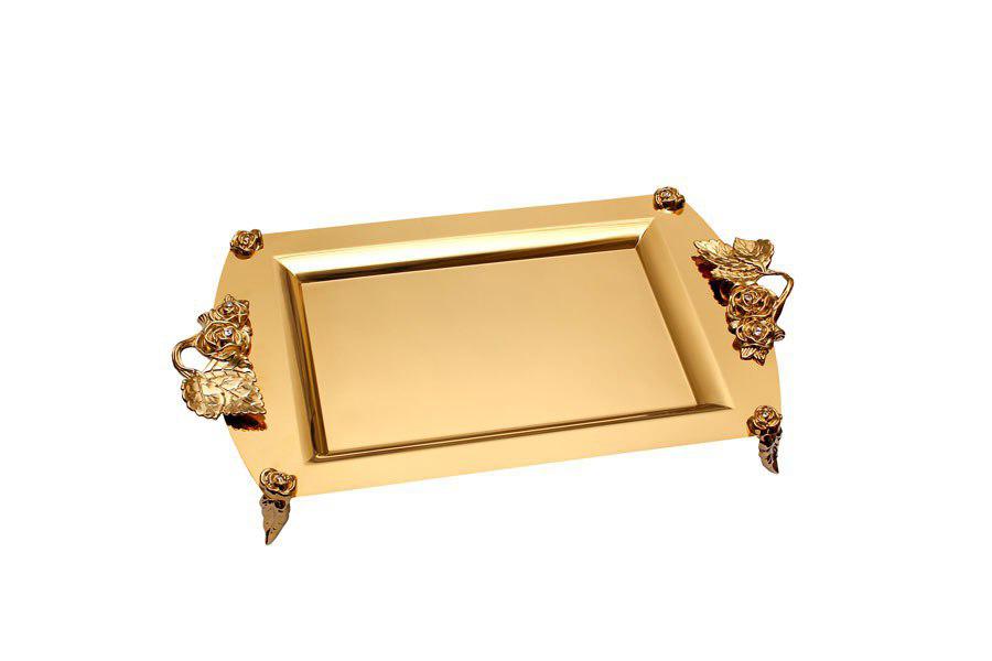 سینی مستطیل رز تمام طلا