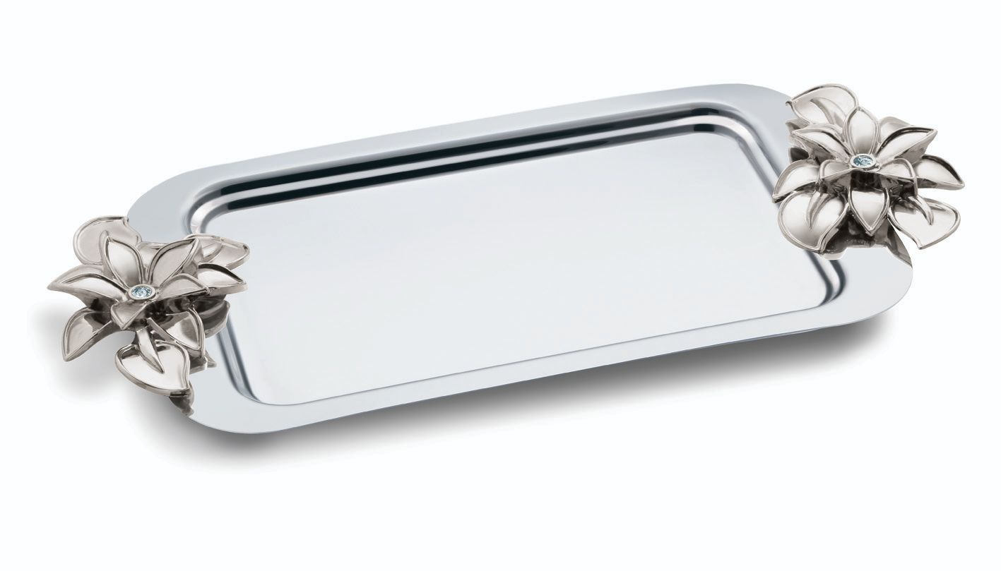 سینی شیرینی خوری بدون پایه لیلیوم نقره ای