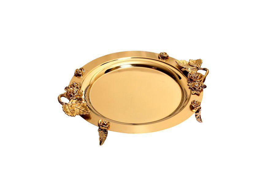 سینی گرد رز تمام طلا