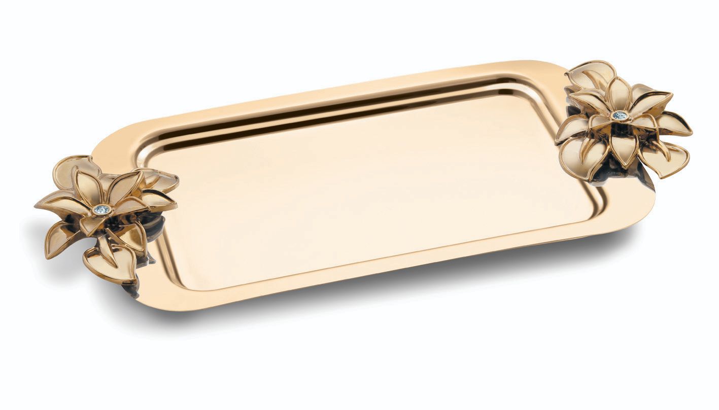 سینی شیرینی خوری بدون پایه لیلیوم تمام طلا