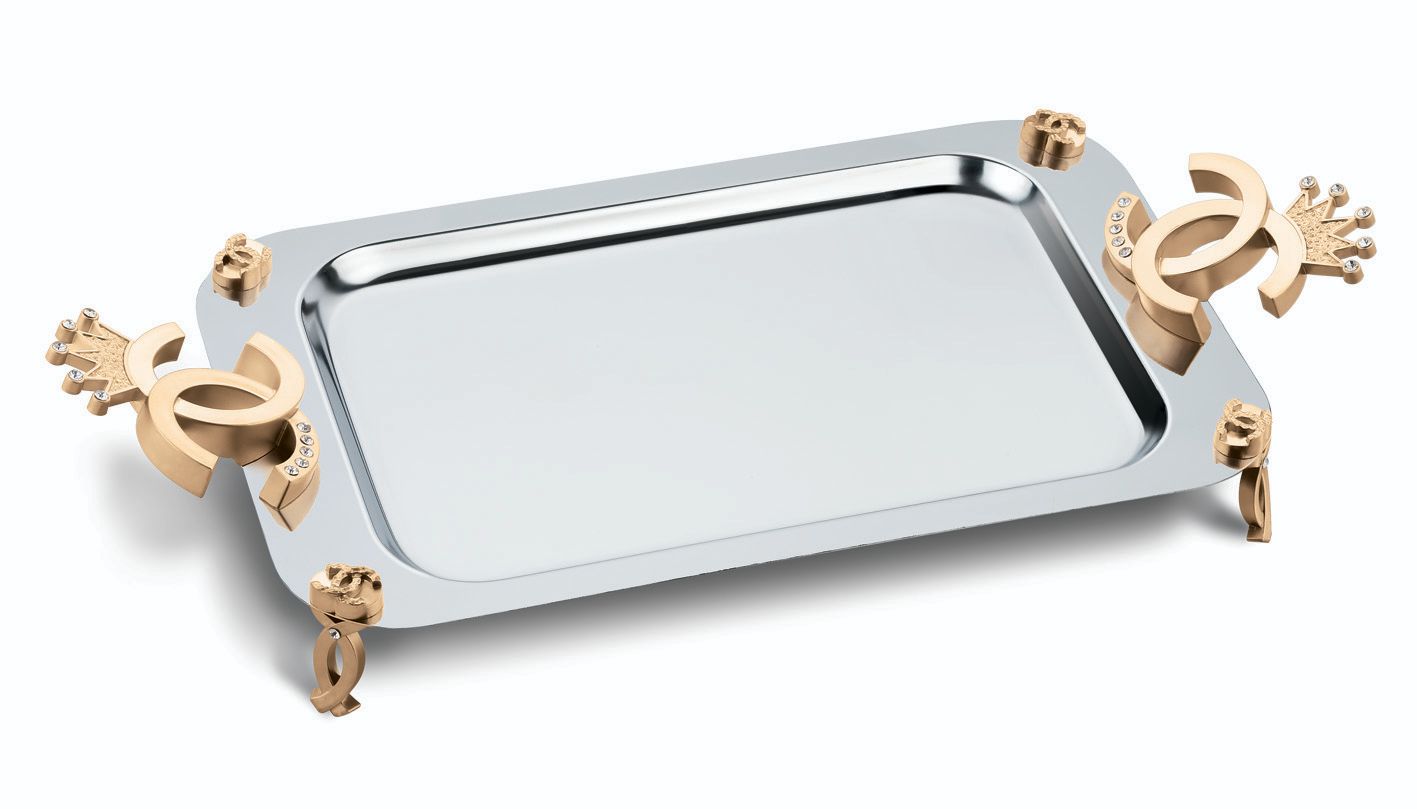 سینی مستطیل شنل دسته طلا